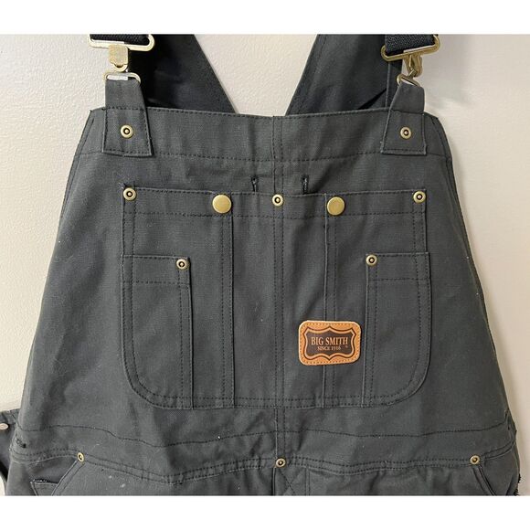 Big Smith black lined canvas bib overalls. Size XL waist 42-44/ - Picture 2 of 11